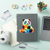 Glowing Colorful Panda Art – Cute Neon Light Panda Sticker (iPad Cover)