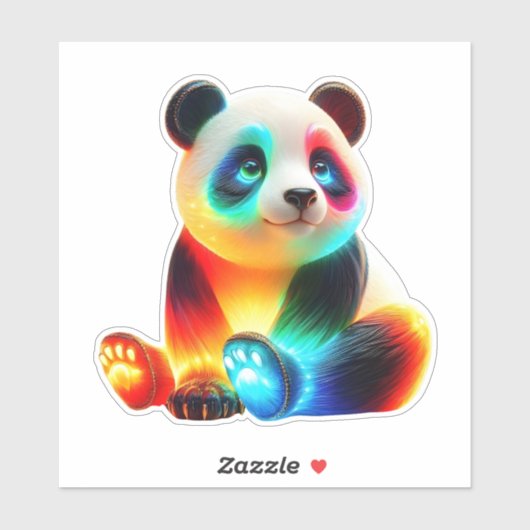 Glowing Colorful Panda Art – Cute Neon Light Panda Sticker (Vel)