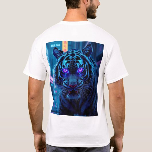 Glowing Cyber Tiger – Fierce, Bold & Futuristic T-shirt (Achterkant)