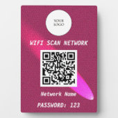 Glowing Deep Pink Leather Free Wifi Scan & QR Code Fotoplaat (voorkant)
