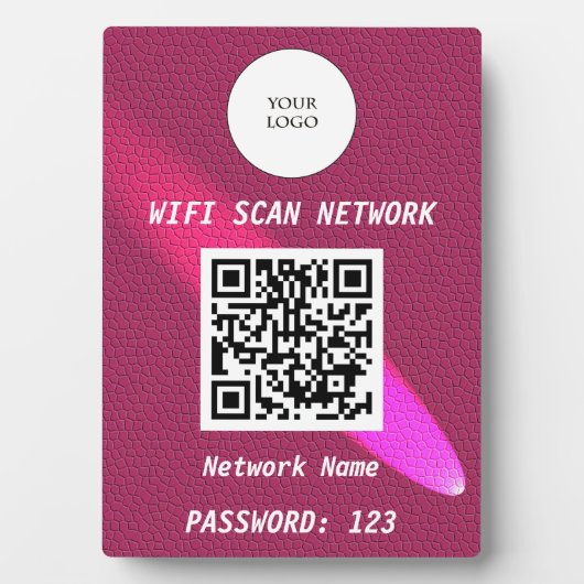 Glowing Deep Pink Leather Free Wifi Scan & QR Code Fotoplaat (voorkant)