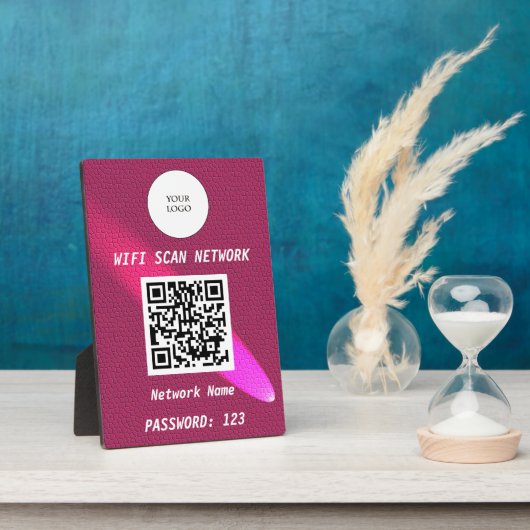 Glowing Deep Pink Leather Free Wifi Scan & QR Code Fotoplaat (Zijkant)