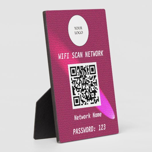 Glowing Deep Pink Leather Free Wifi Scan & QR Code Fotoplaat (Zijkant)