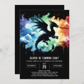 Glowing Dragon Birthday bewerkbaar Kaart (Voorkant / Achterkant)