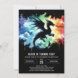 Glowing Dragon Birthday bewerkbaar Kaart