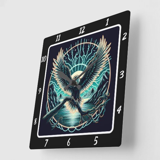 Glowing Eagle Skyflight Vierkante Klok (Hoek)