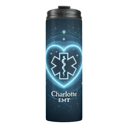 Glowing EMT Heartbeat Personalize Design Thermosbeker (Voorkant)