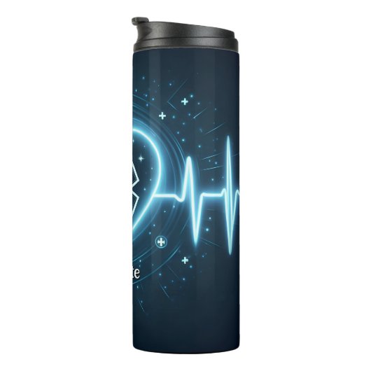 Glowing EMT Heartbeat Personalize Design Thermosbeker (Geroteerd rechts)