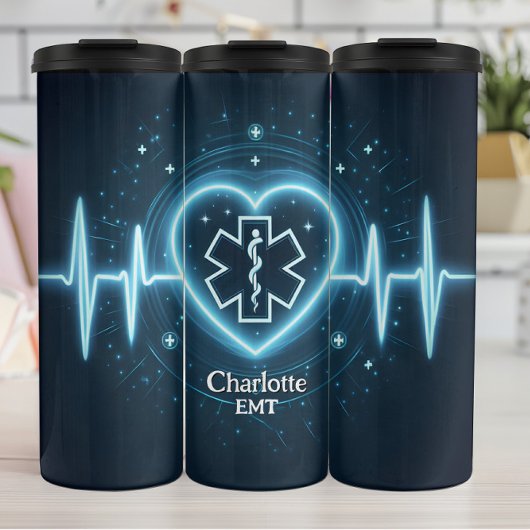 Glowing EMT Heartbeat Personalize Design Thermosbeker