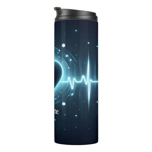 Glowing EMT Heartbeat Symbol Design Thermosbeker (Geroteerd rechts)