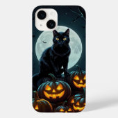 Glowing-Eyes Cat on Pumpkins Case-Mate iPhone Case (Achterkant)