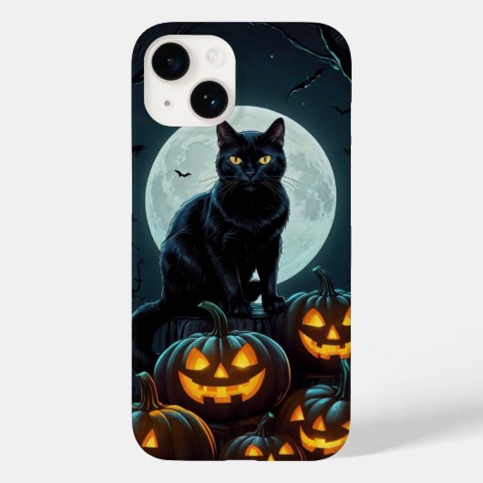 Glowing-Eyes Cat on Pumpkins Case-Mate iPhone Case (Achterkant)