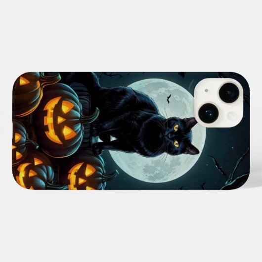 Glowing-Eyes Cat on Pumpkins Case-Mate iPhone Case (Achterkant (horizontaal))