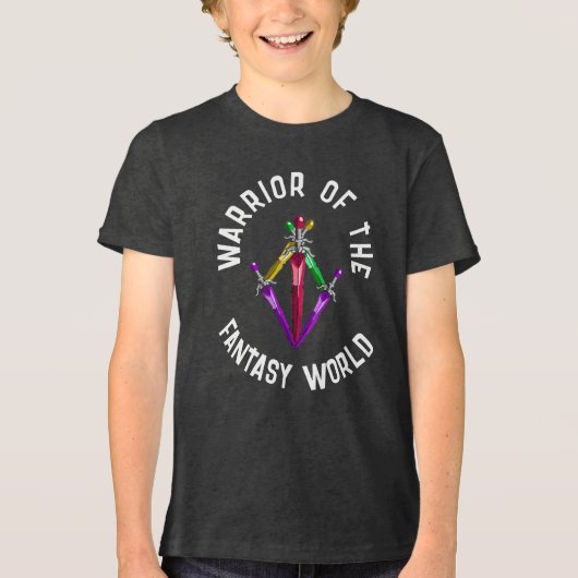 Glowing Fantasy Energy Sword Kids Tri-Blend Shirt (Voorkant)