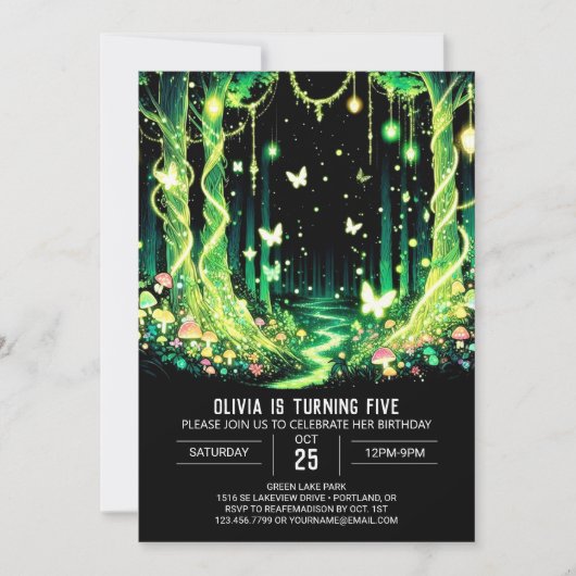 Glowing Fantasy Woodland Digitale Verjaardag Kaart (Voorkant)
