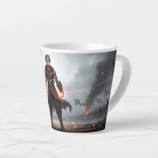 Glowing Fists | Dark Anime Warrior Mug Latte Mok (Rechterhoek)