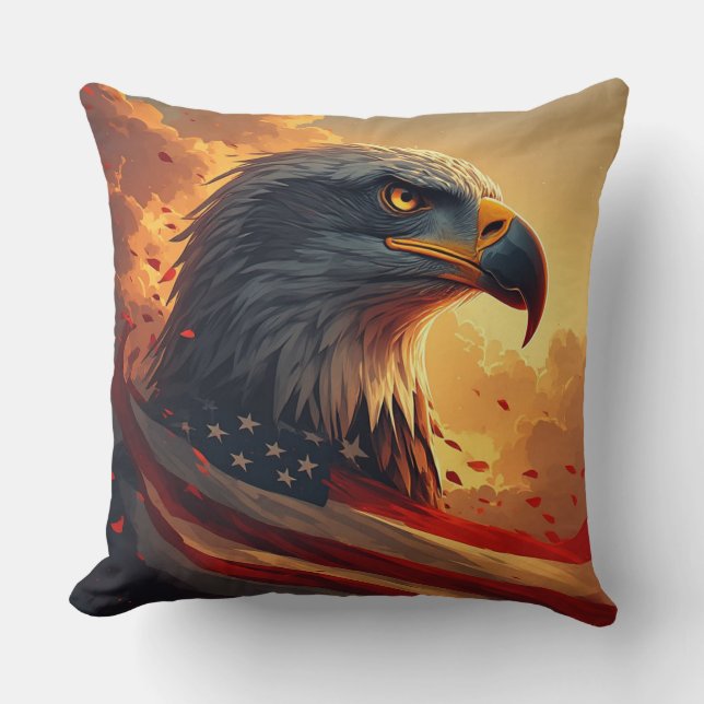 Glowing Flag Patriotic Eagle USA Pride Kussen (Voorkant)