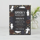 Glowing Ghosts Pumpkins Bats Spooky Slumber Party Kaart (Staand voorkant)