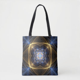 Glowing Gold Blue Fractal Energy Tas