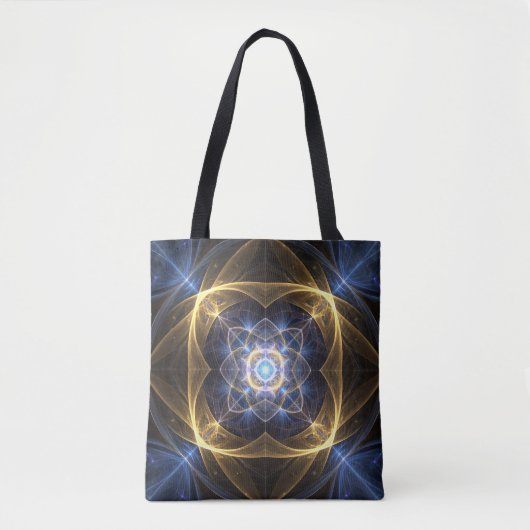Glowing Gold Blue Fractal Energy Tas (Voorkant)