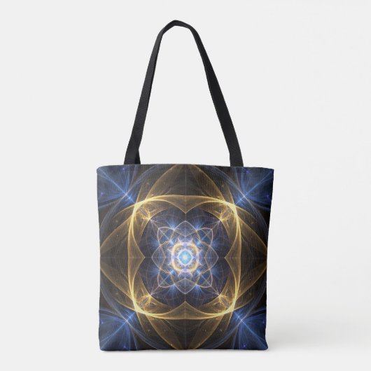 Glowing Gold Blue Fractal Energy Tas (Achterkant)