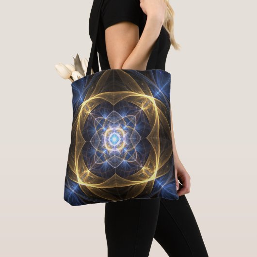 Glowing Gold Blue Fractal Energy Tas (Dichtbij)