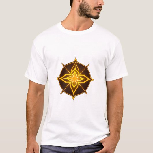 Glowing Golden Compass Rose on Dark Circle T-shirt (Voorkant)