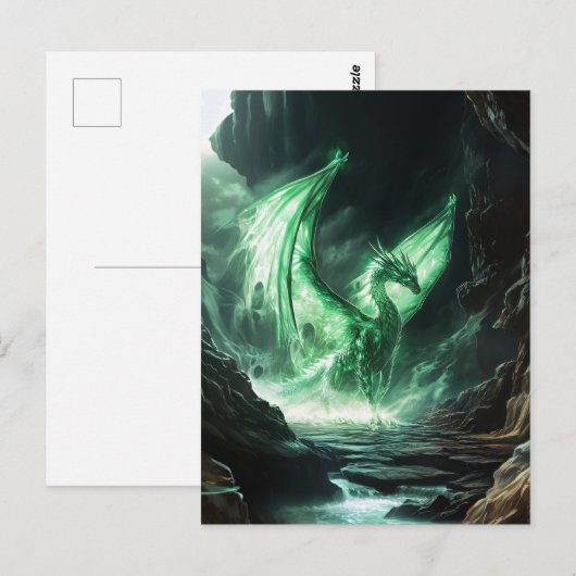 Glowing Green Dragon Mythical Creature Briefkaart (Voorkant / Achterkant)