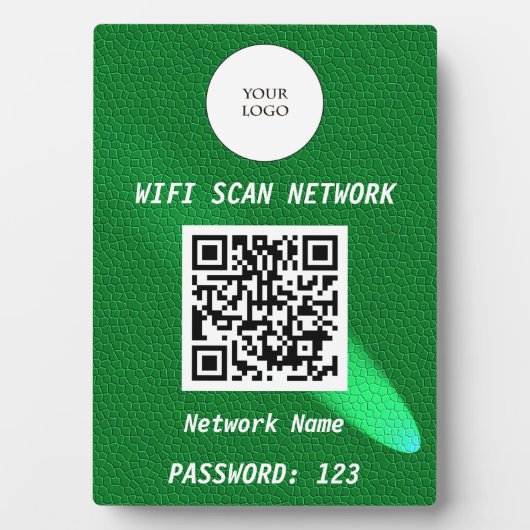 Glowing Green Leather Free Wifi Scan & QR Code Fotoplaat (voorkant)