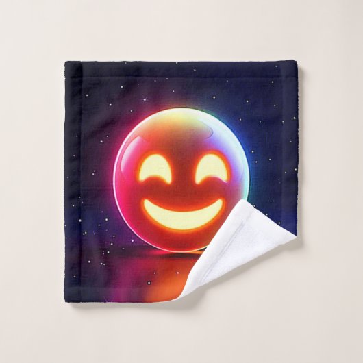 Glowing Happy Orb Emoji Bad Handdoek (Wasdoekje)