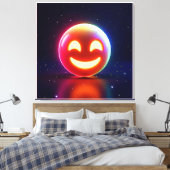 Glowing Happy Orb Emoji Canvas Afdruk (Insitu (Slaapkamer))