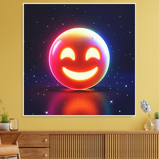 Glowing Happy Orb Emoji Canvas Afdruk (Insitu (Woonkamer))