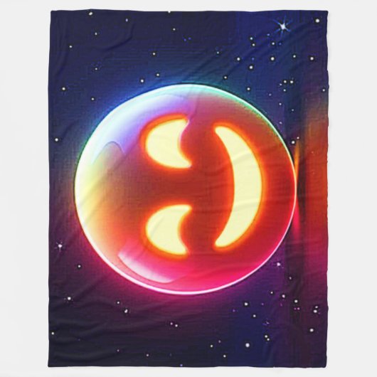 Glowing Happy Orb Emoji Fleece Deken (Voorkant)