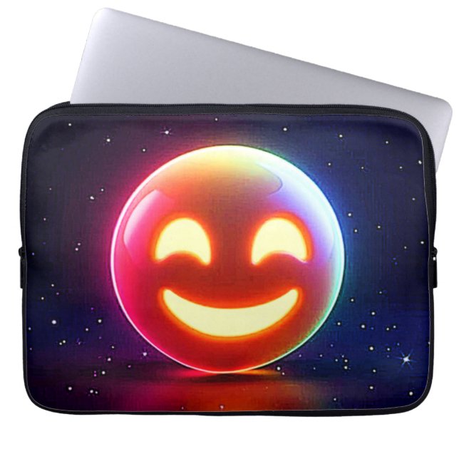 Glowing Happy Orb Emoji Laptop Sleeve (Voorkant)