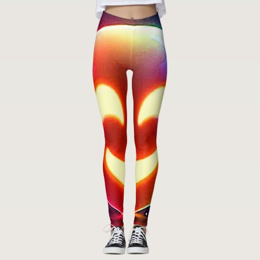 Glowing Happy Orb Emoji Leggings (Voorkant)