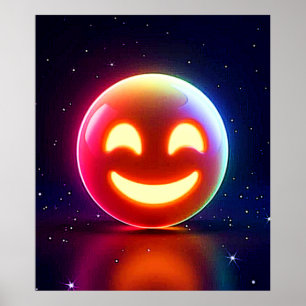 Glowing Happy Orb Emoji Poster