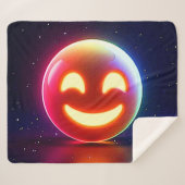 Glowing Happy Orb Emoji Sherpa Deken (Voorkant (horizontaal))