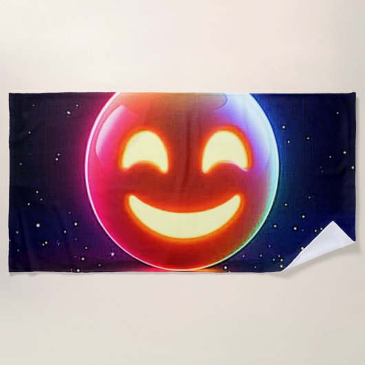 Glowing Happy Orb Emoji Strandlaken (Voorkant)