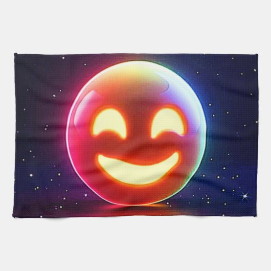 Glowing Happy Orb Emoji Theedoek (Horizontaal)