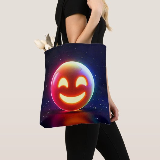Glowing Happy Orb Emoji Tote Bag (Dichtbij)