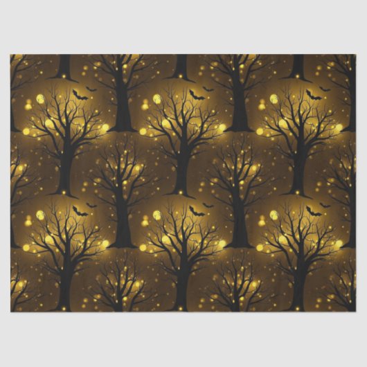 Glowing Haunted Forest Bokeh - Night Trees Tissuepapier (Voorkant)