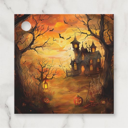 Glowing Haunted Mansion Halloween Bedankjes Labels (Voorkant)