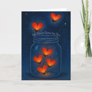 Glowing Heart Bugs in a Jar Love Feestdagen Kaart