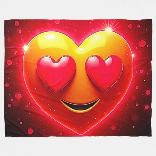 Glowing Heart Eyes Emotion Fleece Deken (Voorkant (Horizontaal))