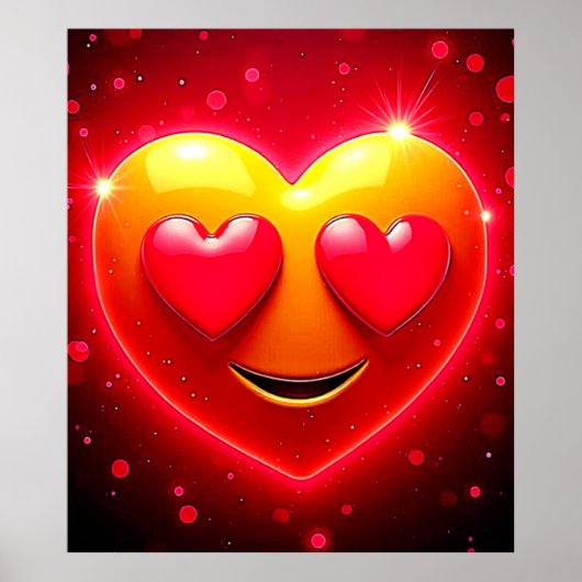 Glowing Heart Eyes Emotion Poster (Voorkant)