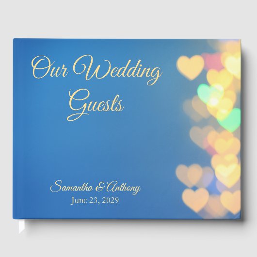 Glowing Hearts Blue & Yellow  Gastenboek (Voorkant)