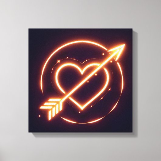 glowing image of a heart with cupid's arrow canvas afdruk (Voorkant)