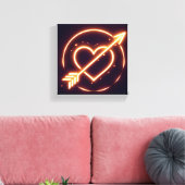 glowing image of a heart with cupid's arrow canvas afdruk (Insitu (Woonkamer))