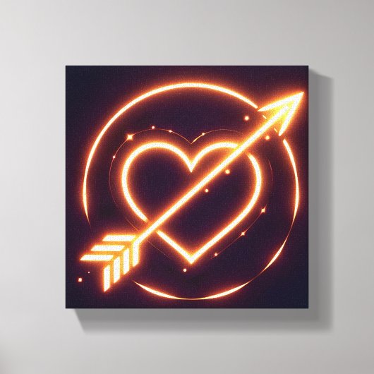 glowing image of a heart with cupid's arrow canvas afdruk (Voorkant)