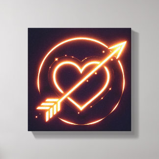 glowing image of a heart with cupid's arrow canvas afdruk